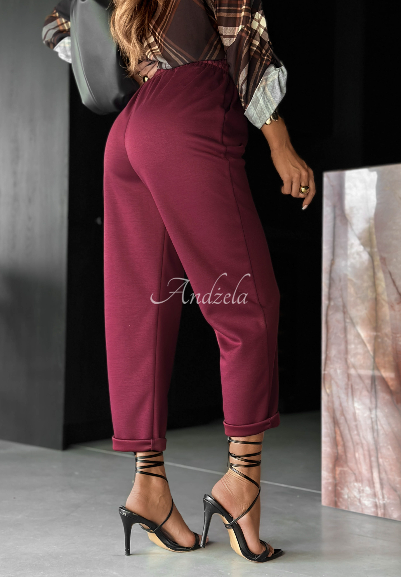 Chosen Silence burgundy fabric viscose pants