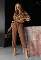 Materiałowe spodnie Chosen Silence camelowe