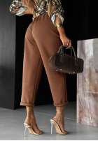 Materiałowe spodnie Chosen Silence camelowe