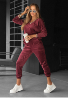 Welurowy komplet dresowy Unfollowed burgundowy