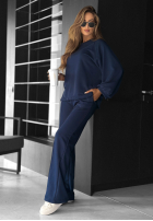 Komplet dresowy bluza i spodnie wide leg Define Your Rules granatowy