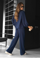 Komplet dresowy bluza i spodnie wide leg Define Your Rules granatowy