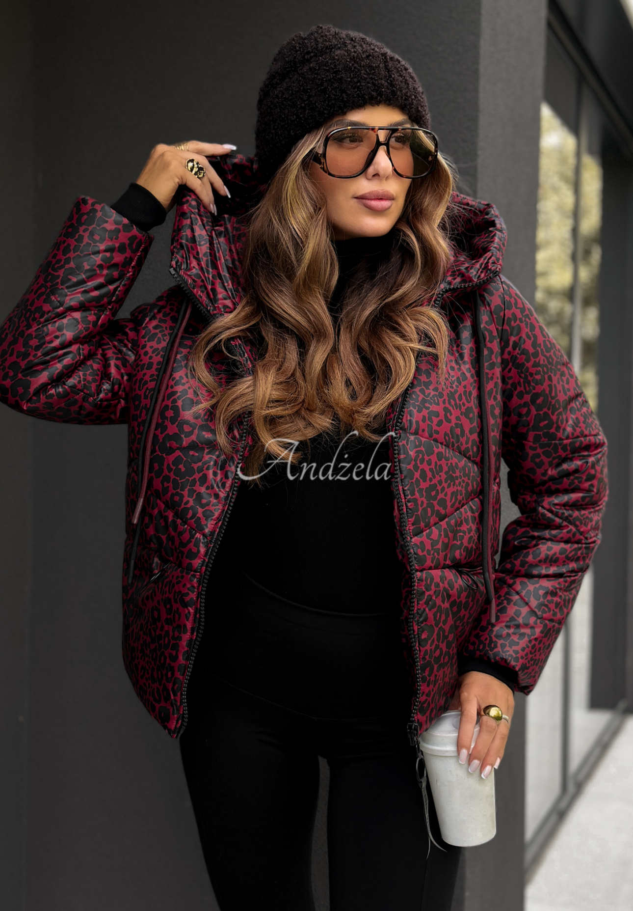 Short quilted jacket in camouflage Not Impressed burgundy