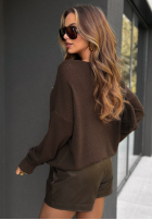 Sweter z koronką Delete Pics czekoladowy