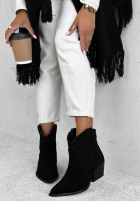 Zamszowe botki kowbojki Long Stories czarne