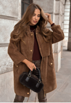 Długi płaszcz alpaka Inspire Me czekoladowy