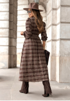 Sukienka w kratę midi Watching The Sunrise czekoladowa