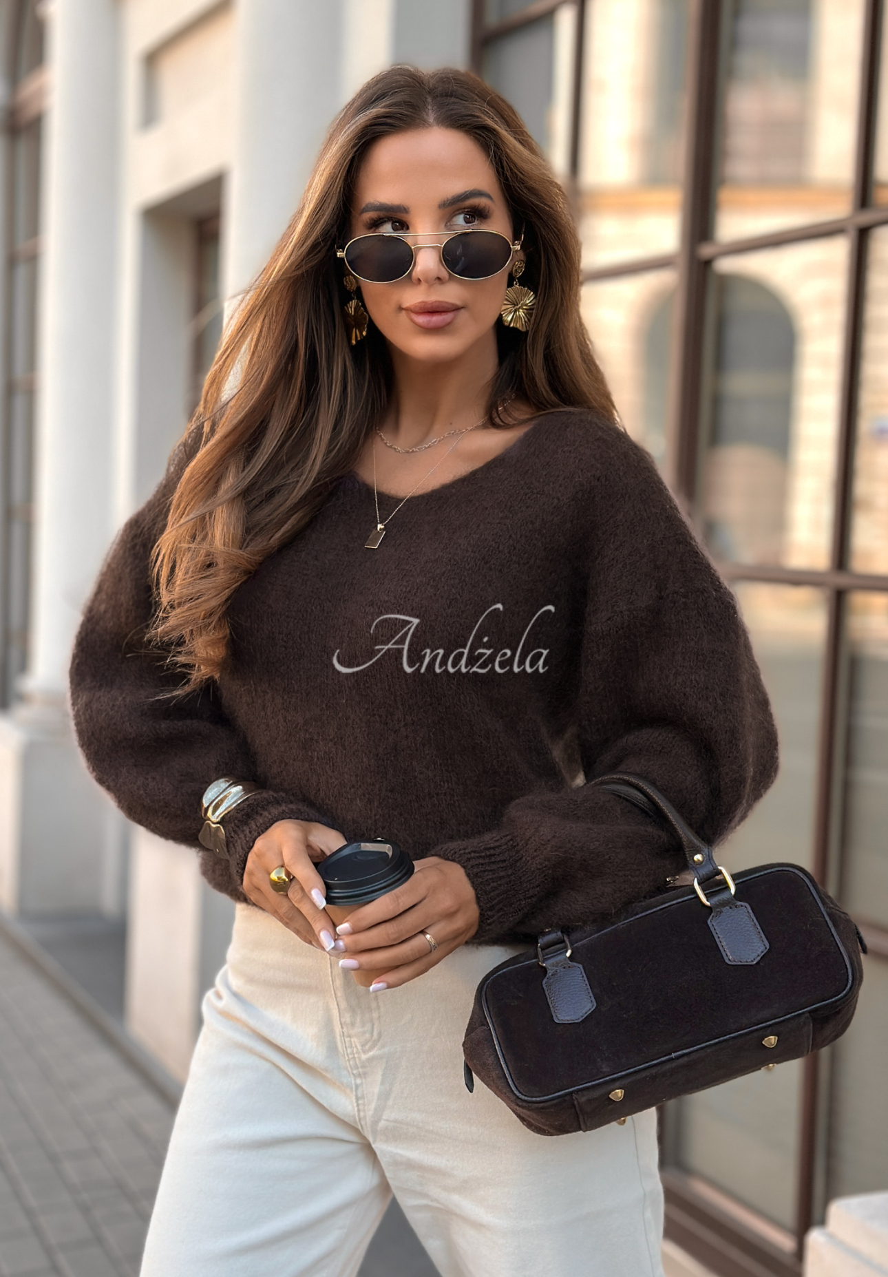 Moherowy sweter Touch Of Autumn czekoladowy