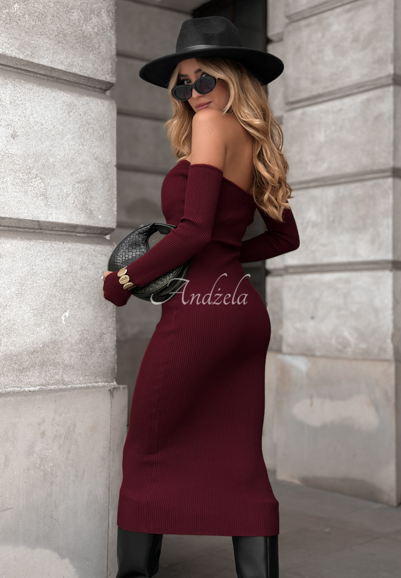 Mrs Delusion burgundy ribbed bodycon dress