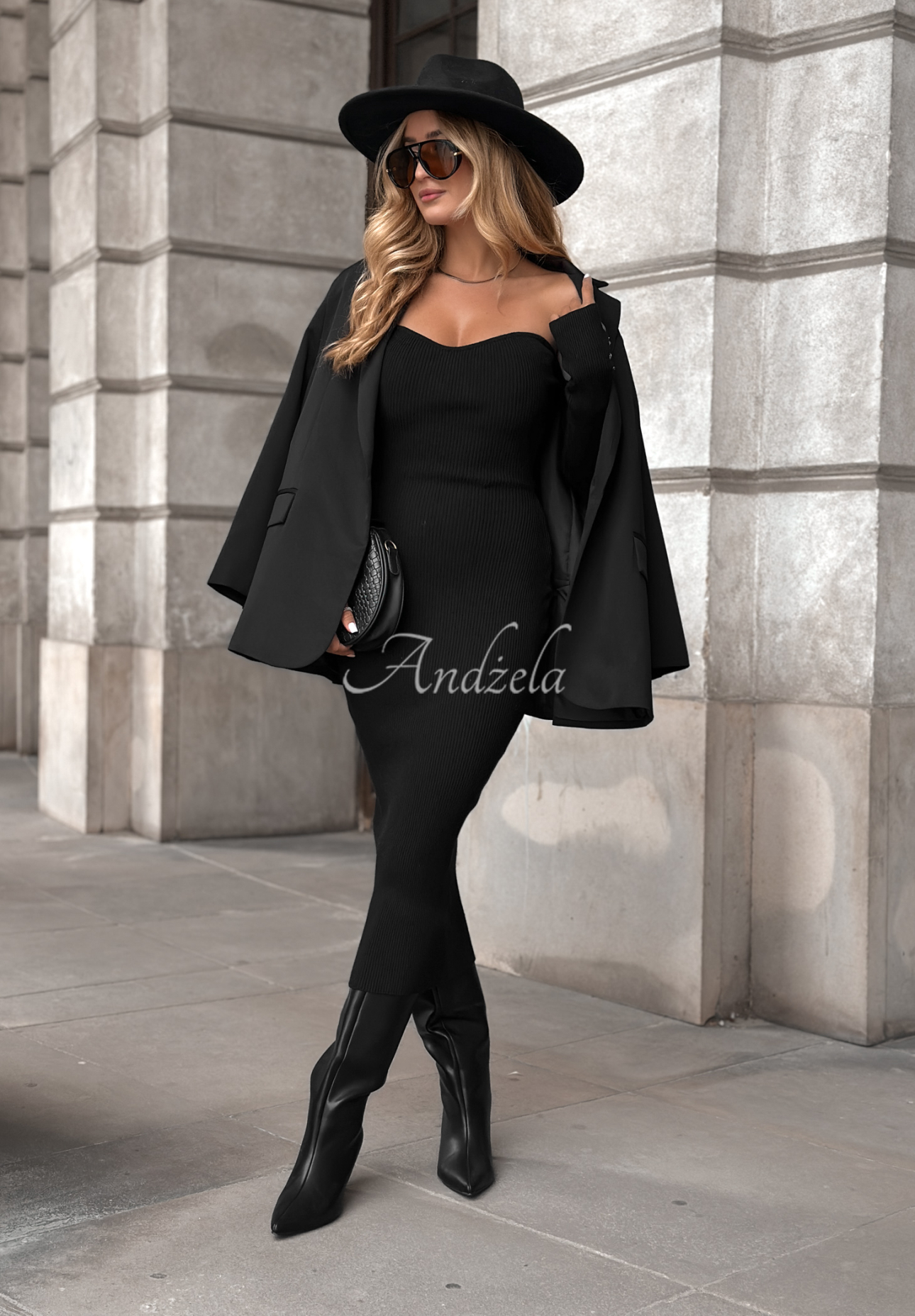 Mrs Delusion ribbed bodycon dress black