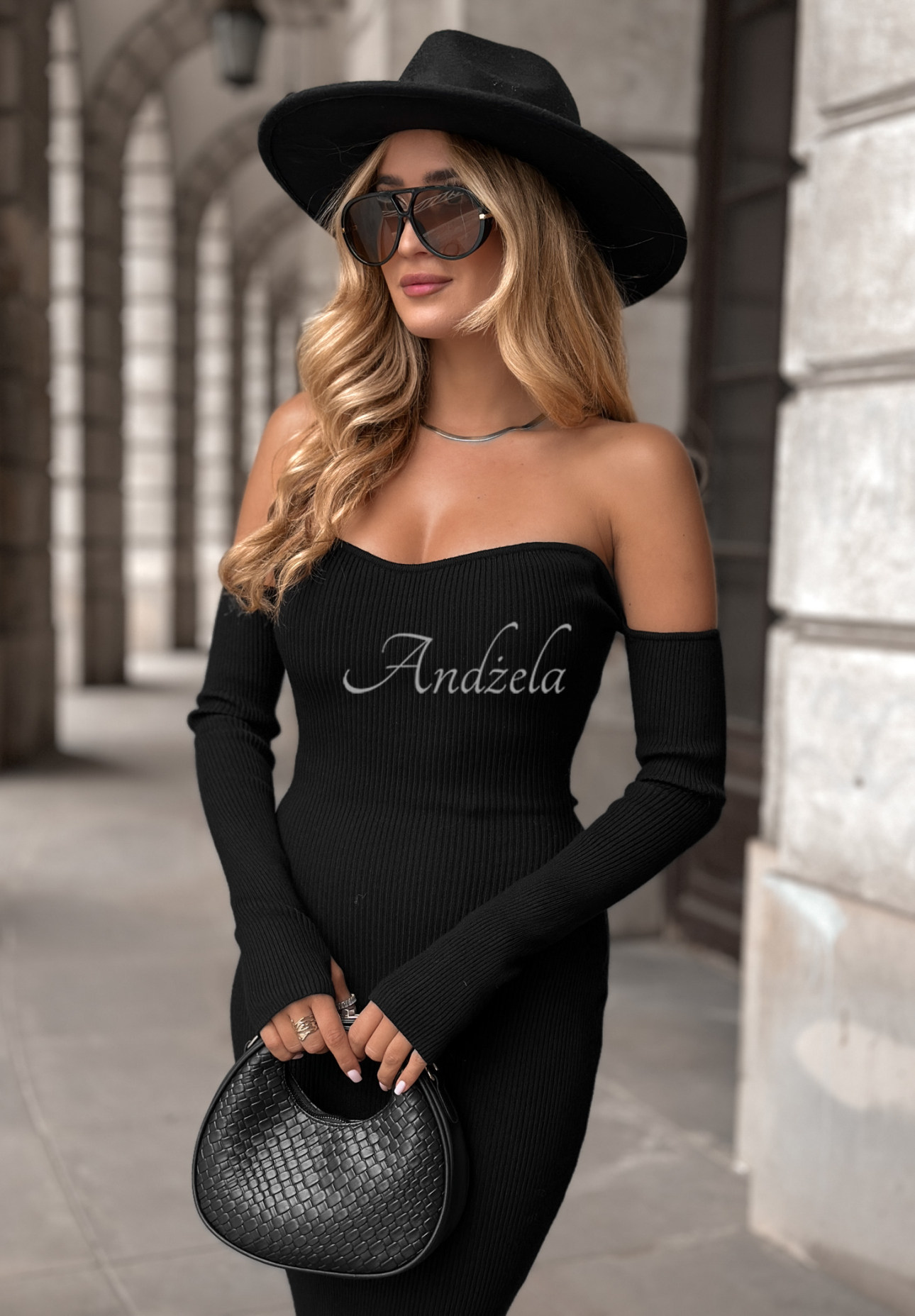 Mrs Delusion ribbed bodycon dress black