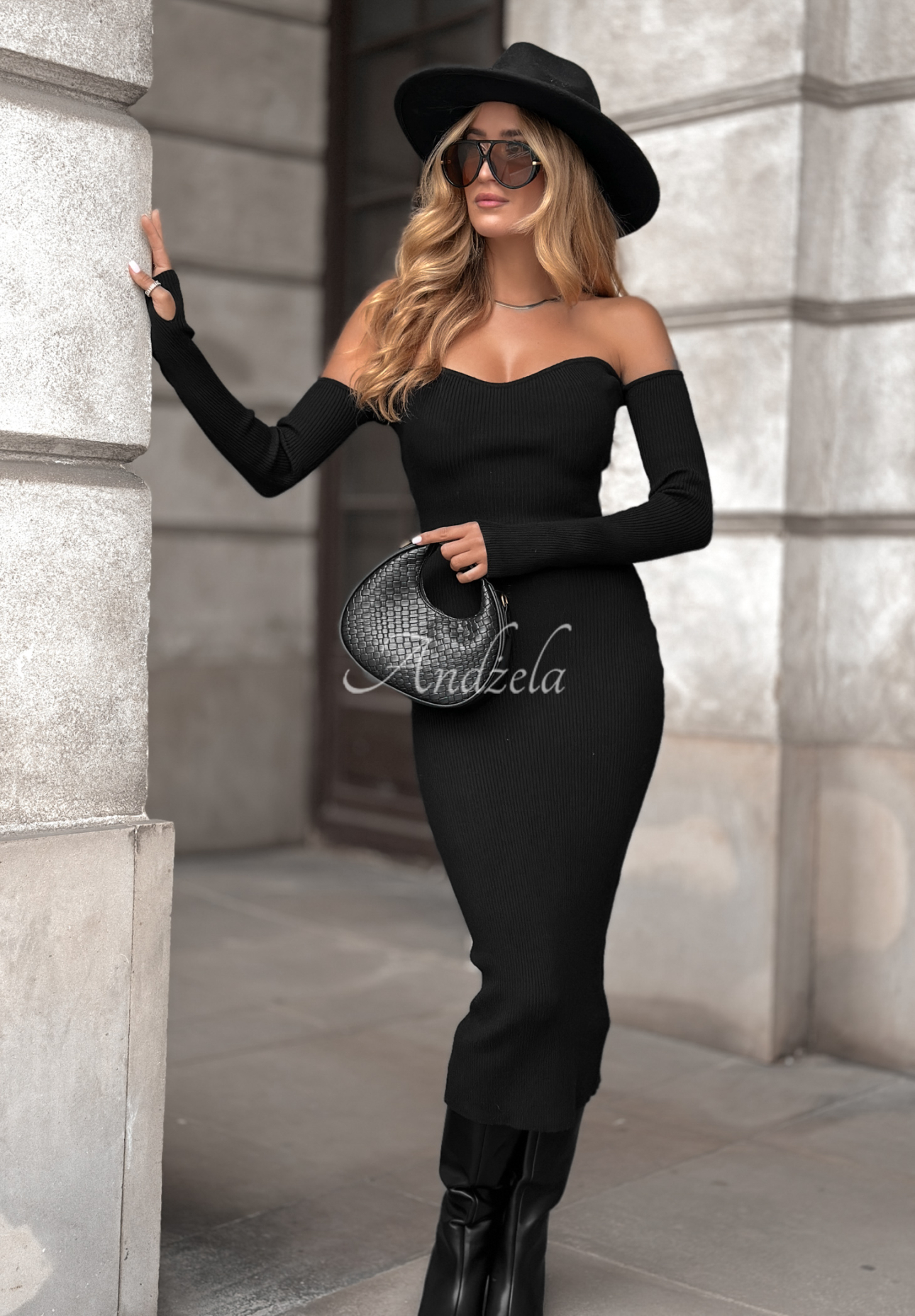 Prążkowana sukienka bodycon Mrs Delusion czarna