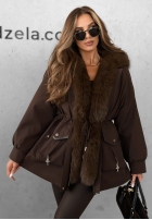 Puchowa kurtka parka z futerkiem Already Know czekoladowa