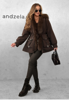 Puchowa kurtka parka z futerkiem Already Know czekoladowa