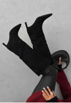 Zamszowe kozaki na szpilce Autumn Divas czarne