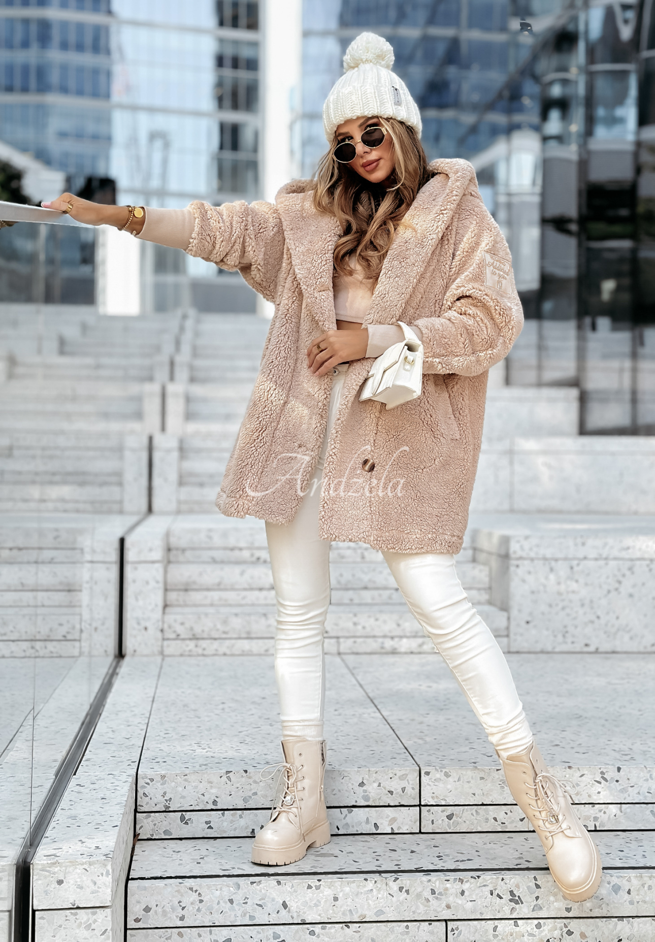 Velsatino Arctic Adventures beige sheepskin coat