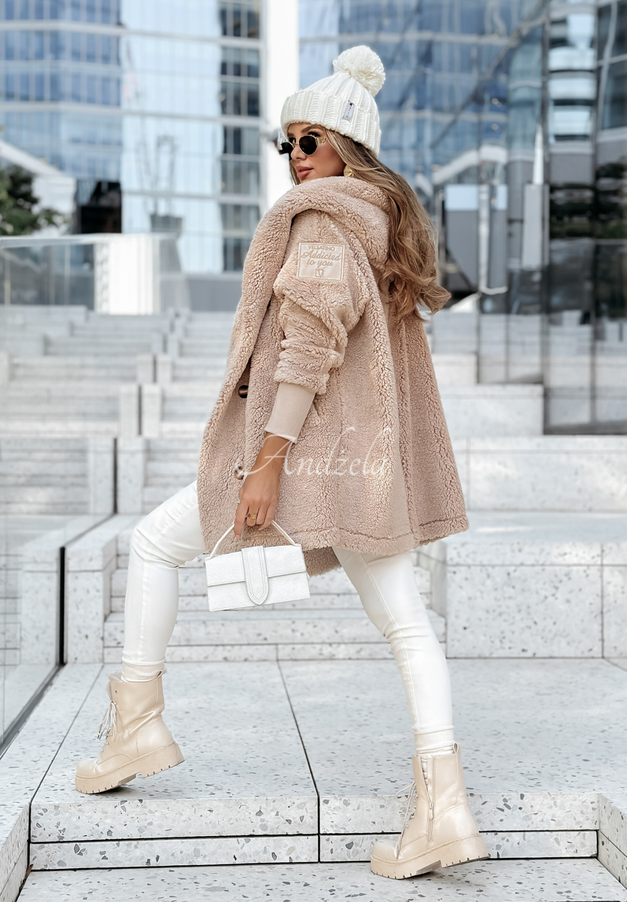 Velsatino Arctic Adventures beige sheepskin coat