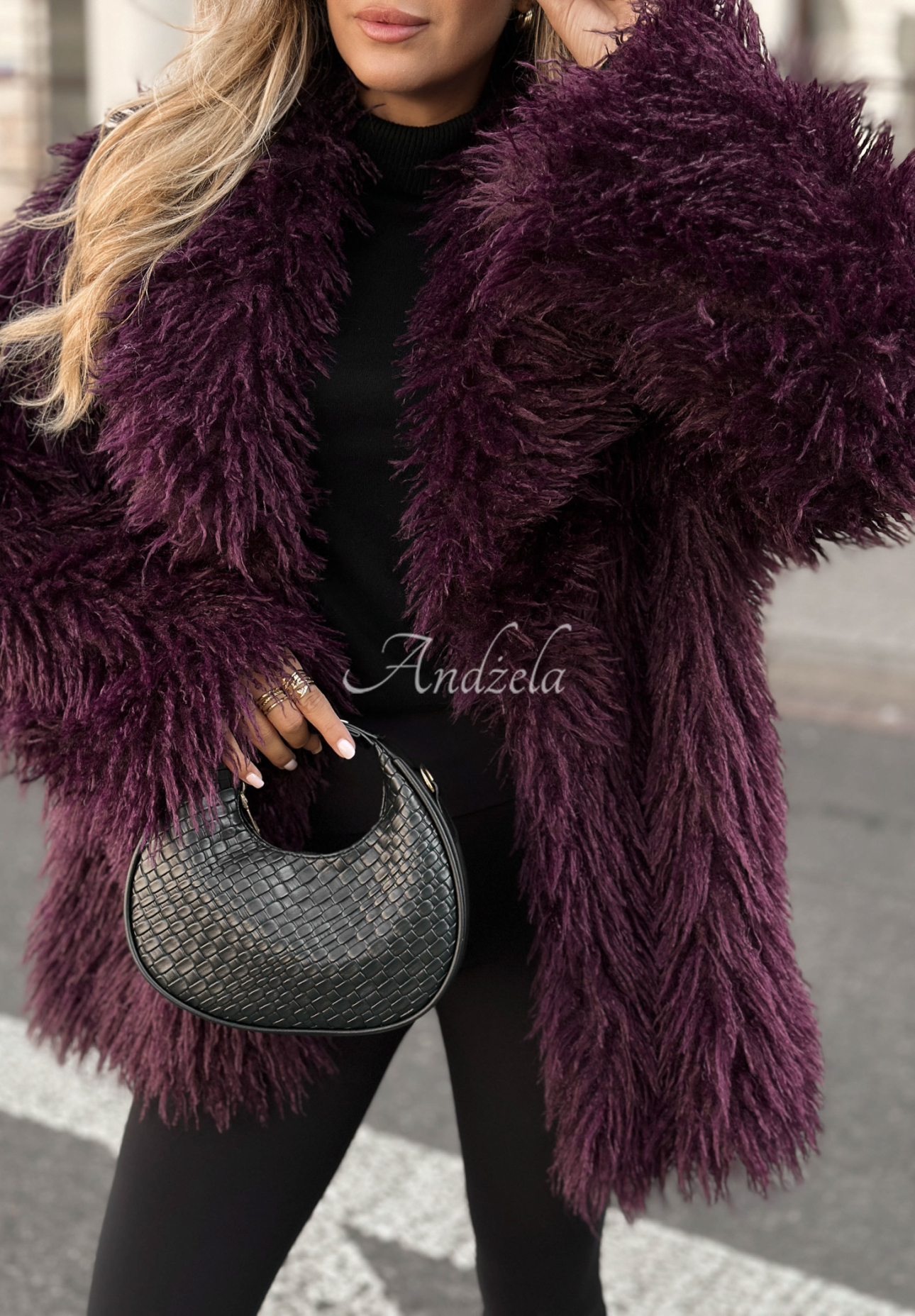 Tree Villa fur coat burgundy