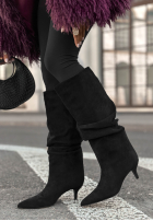 Little Bit Foggy black suede creased stiletto heeled boots