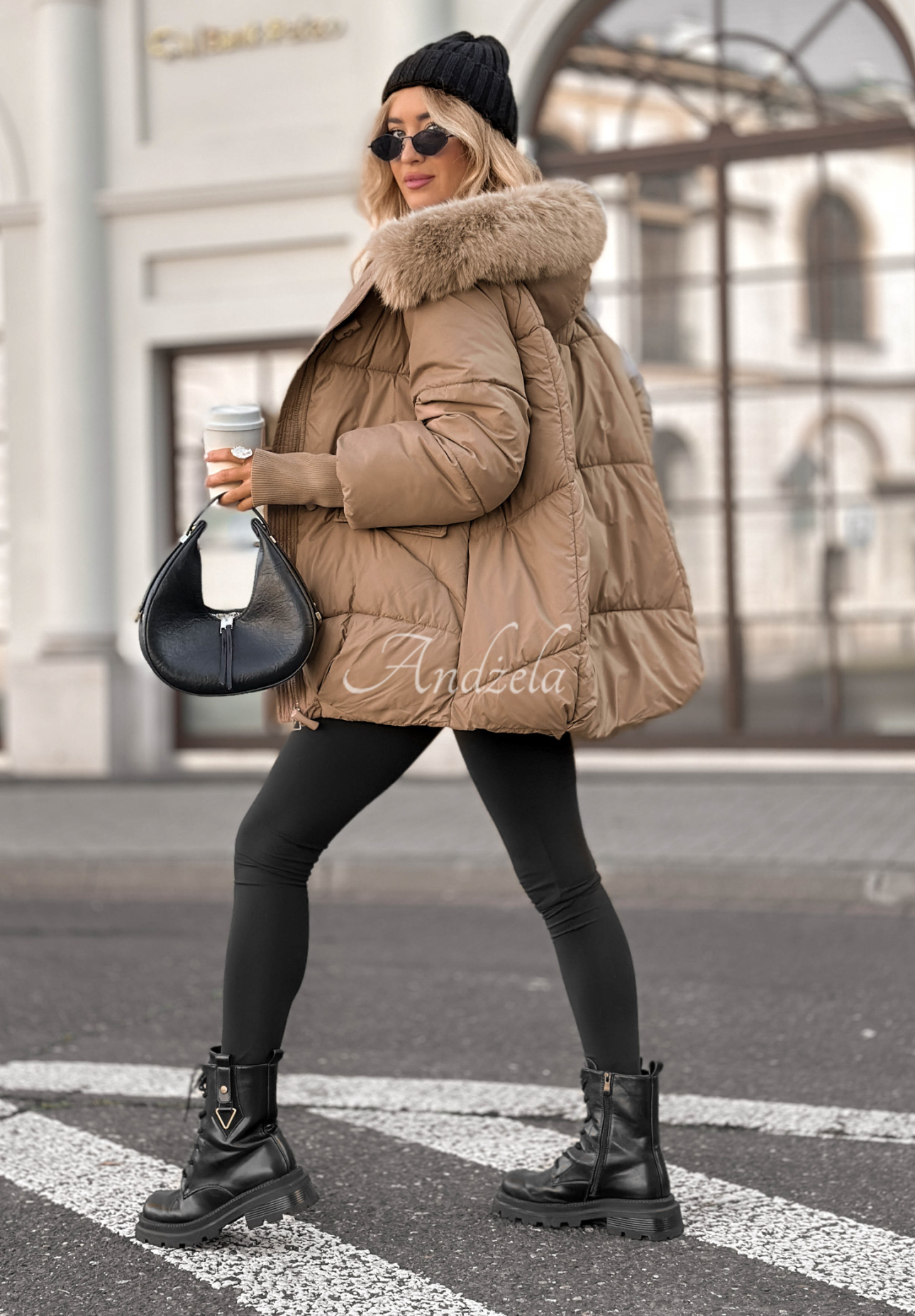 Quilted jacket with fur Same Old Story mocha