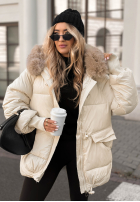 Quilted fur jacket Same Old Story ecru