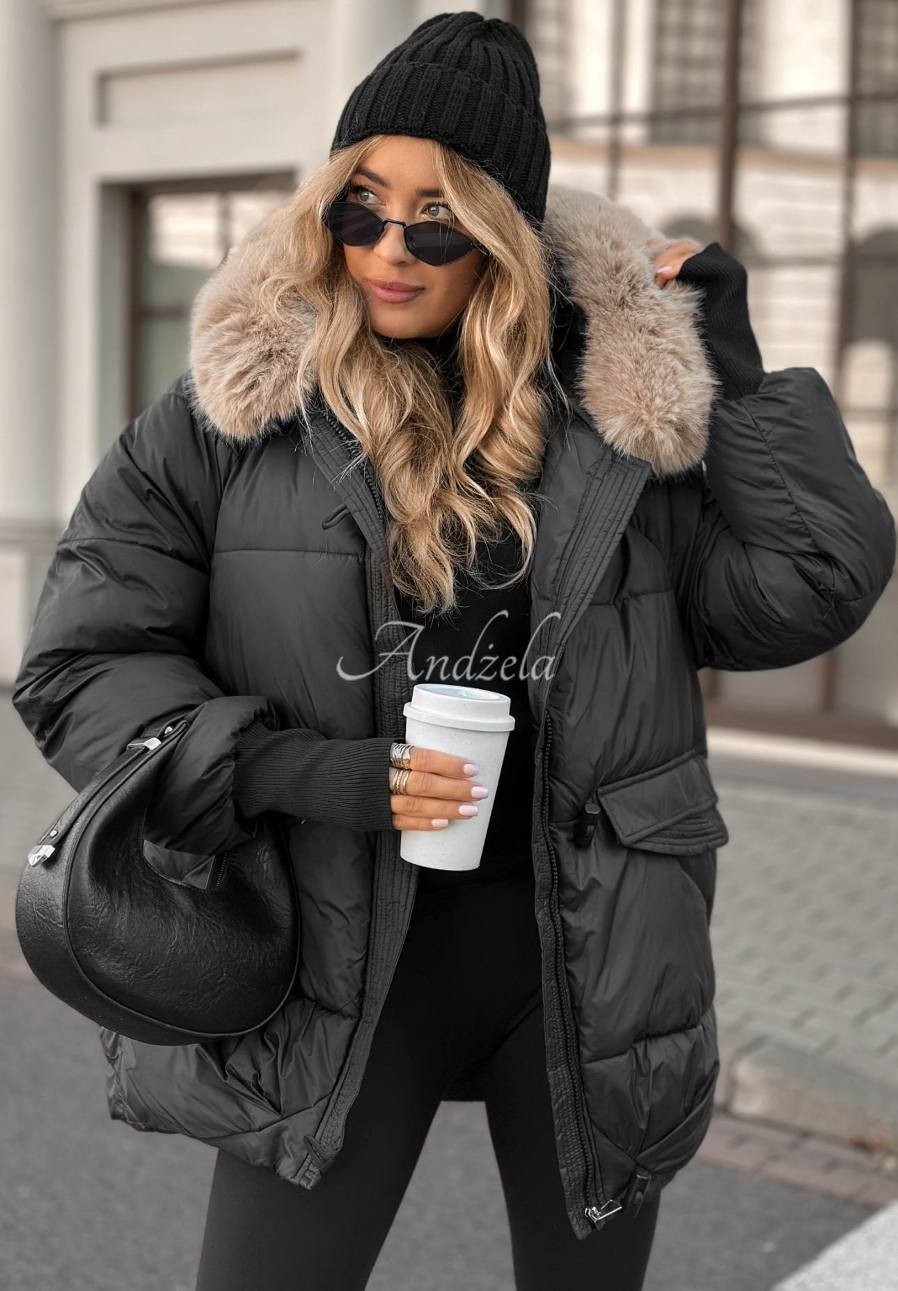 Quilted jacket with fur Same Old Story black