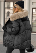 Pikowana kurtka z futerkiem Same Old Story czarna