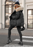 Pikowana kurtka z futerkiem Same Old Story czarna