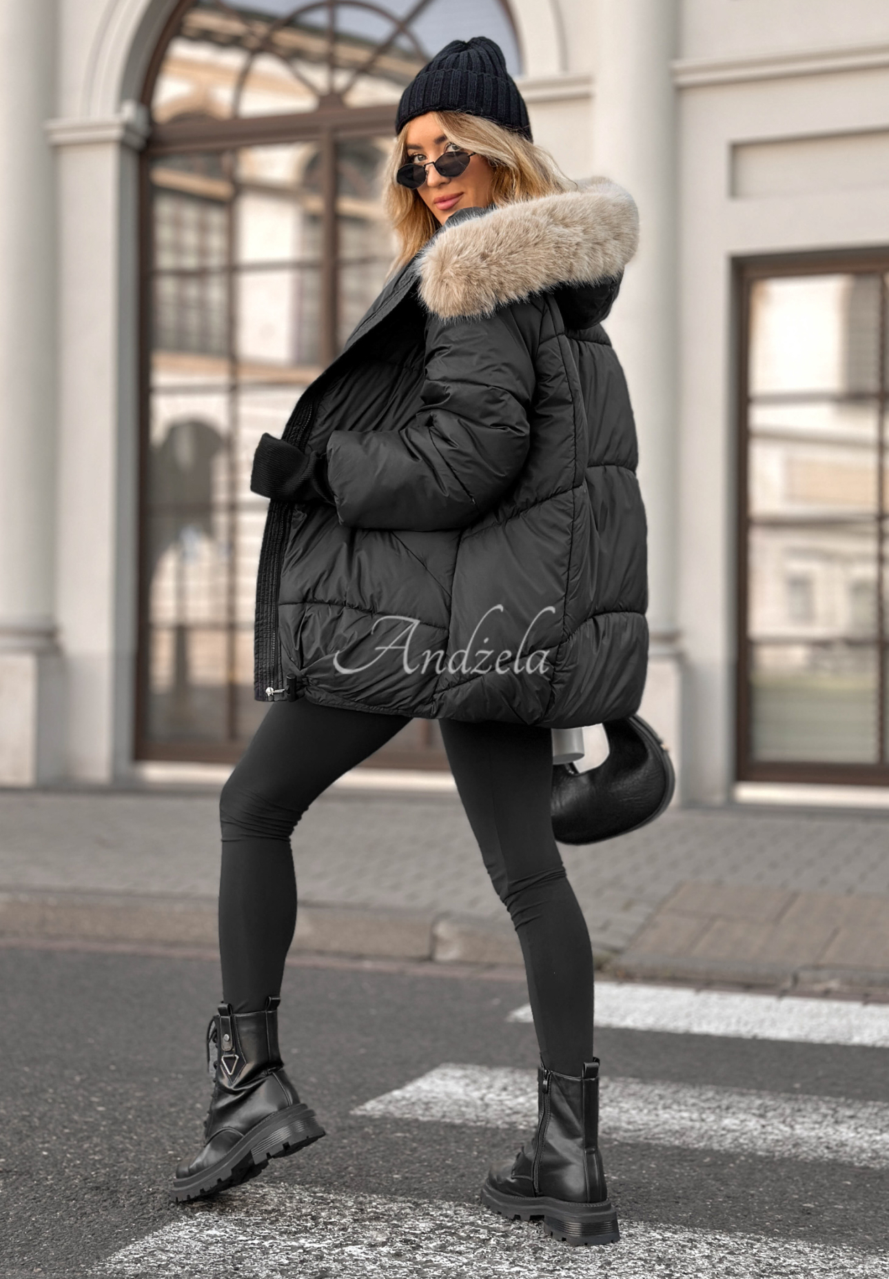 Quilted jacket with fur Same Old Story black
