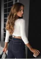 Bluzka z kwadratowym dekoltem Just Checking ecru