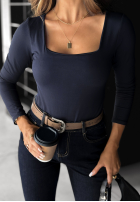 Bluzka z kwadratowym dekoltem Just Checking granatowa