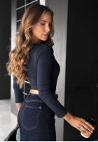 Bluzka z kwadratowym dekoltem Just Checking granatowa