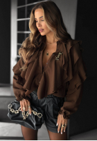 Koszula z falbankami Majestic Dreams czekoladowy