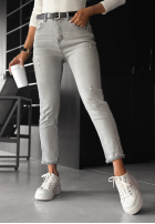 Spodnie jeansowe z paskiem Not Even Close szare