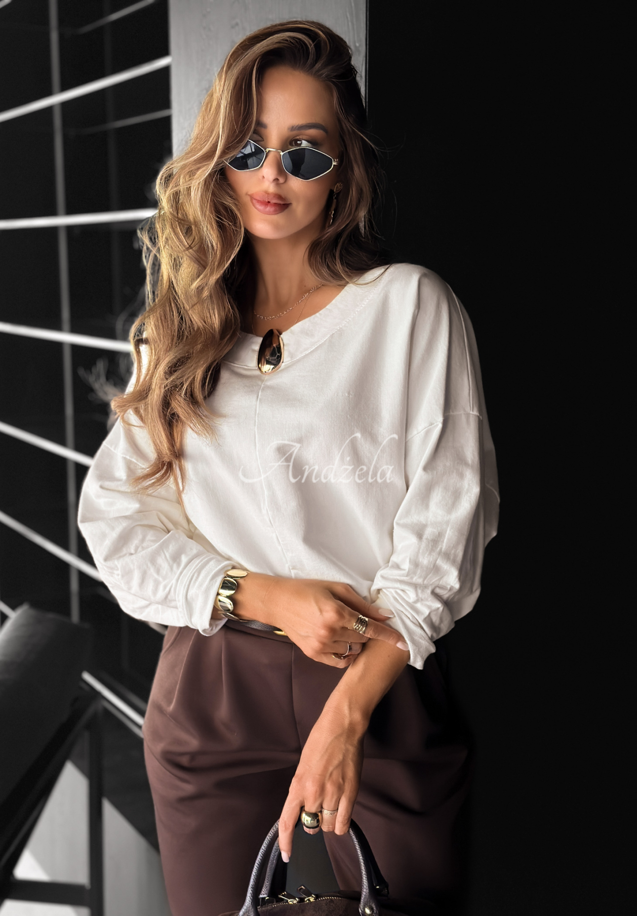 Blouse with decorative applique Same Thing Again white