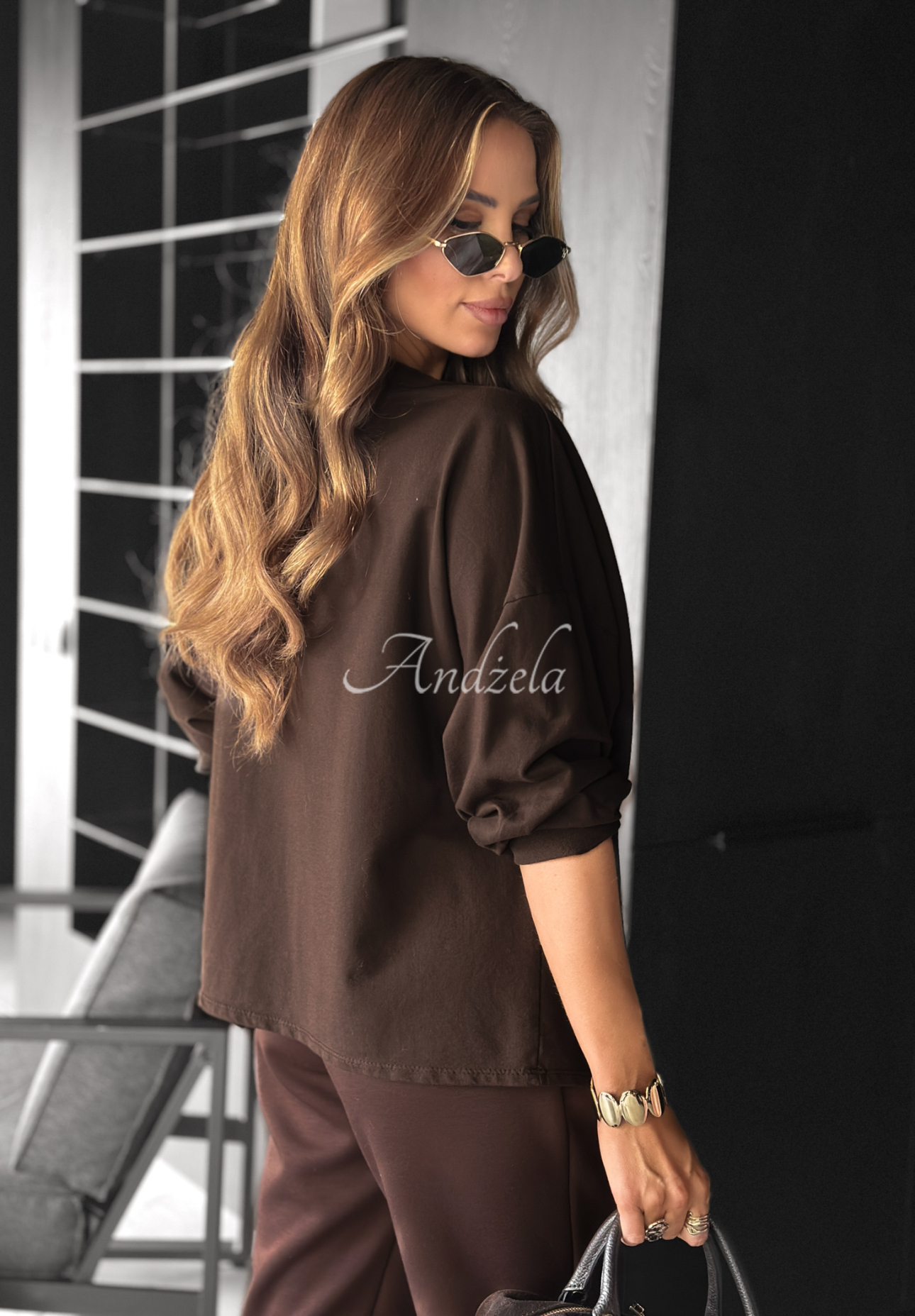 Blouse with decorative applique Same Thing Again chocolate