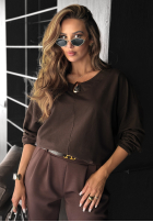 Bluzka z ozdobną aplikacją Same Thing Again czekoladowa