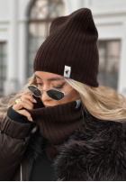 Prążkowana czapka Line czekoladowa