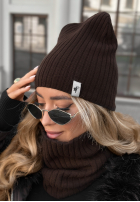 Prążkowana czapka Line czekoladowa
