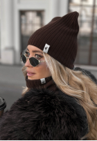 Prążkowana czapka Line czekoladowa