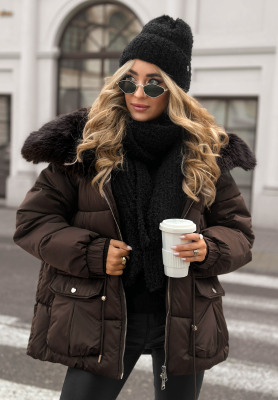 Short jacket with fur Interesting Story chocolate.