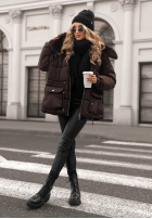 Krótka kurtka z futerkiem Interesting Story czekoladowa