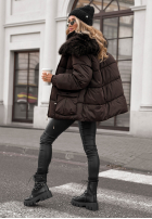 Krótka kurtka z futerkiem Interesting Story czekoladowa