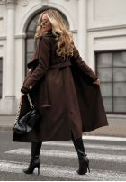 Długi płaszcz z paskiem Always Yours czekoladowy