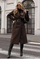 Długi płaszcz z paskiem Always Yours czekoladowy