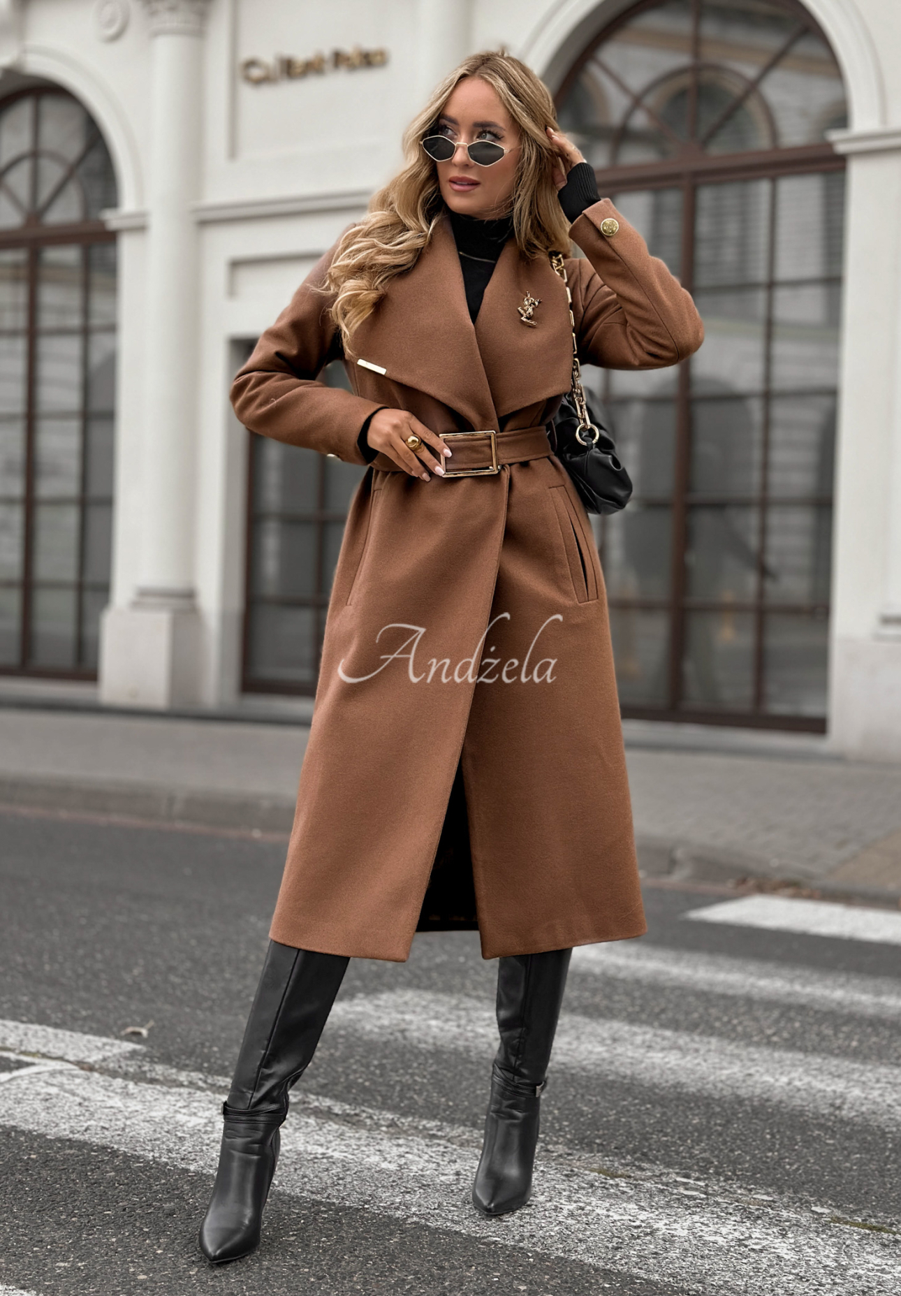 Long wool coat with belt Always Yours mocha