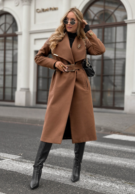 Long wool coat with belt Always Yours mocha