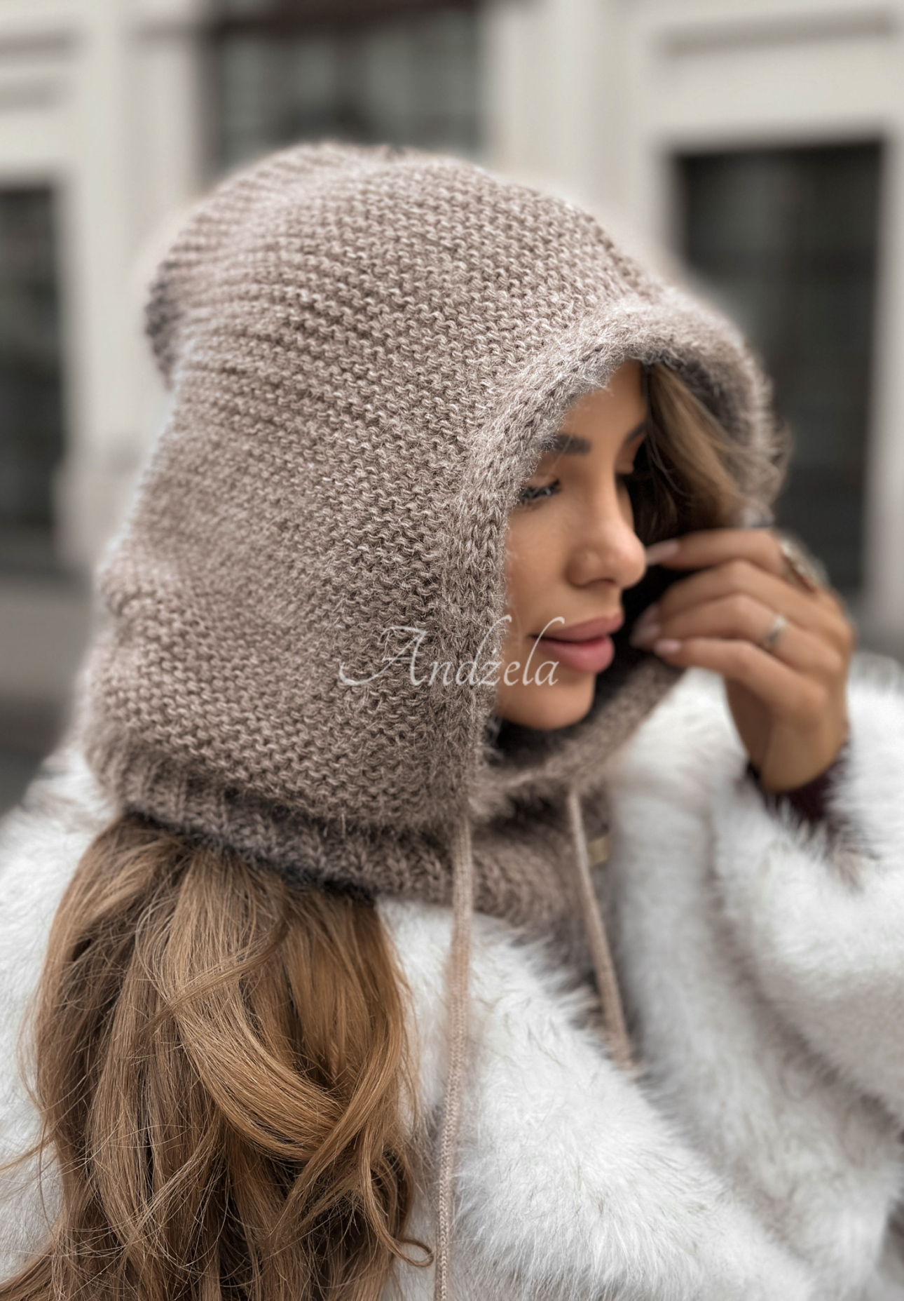 Komin z kapturem balaclava Winter Park mokka