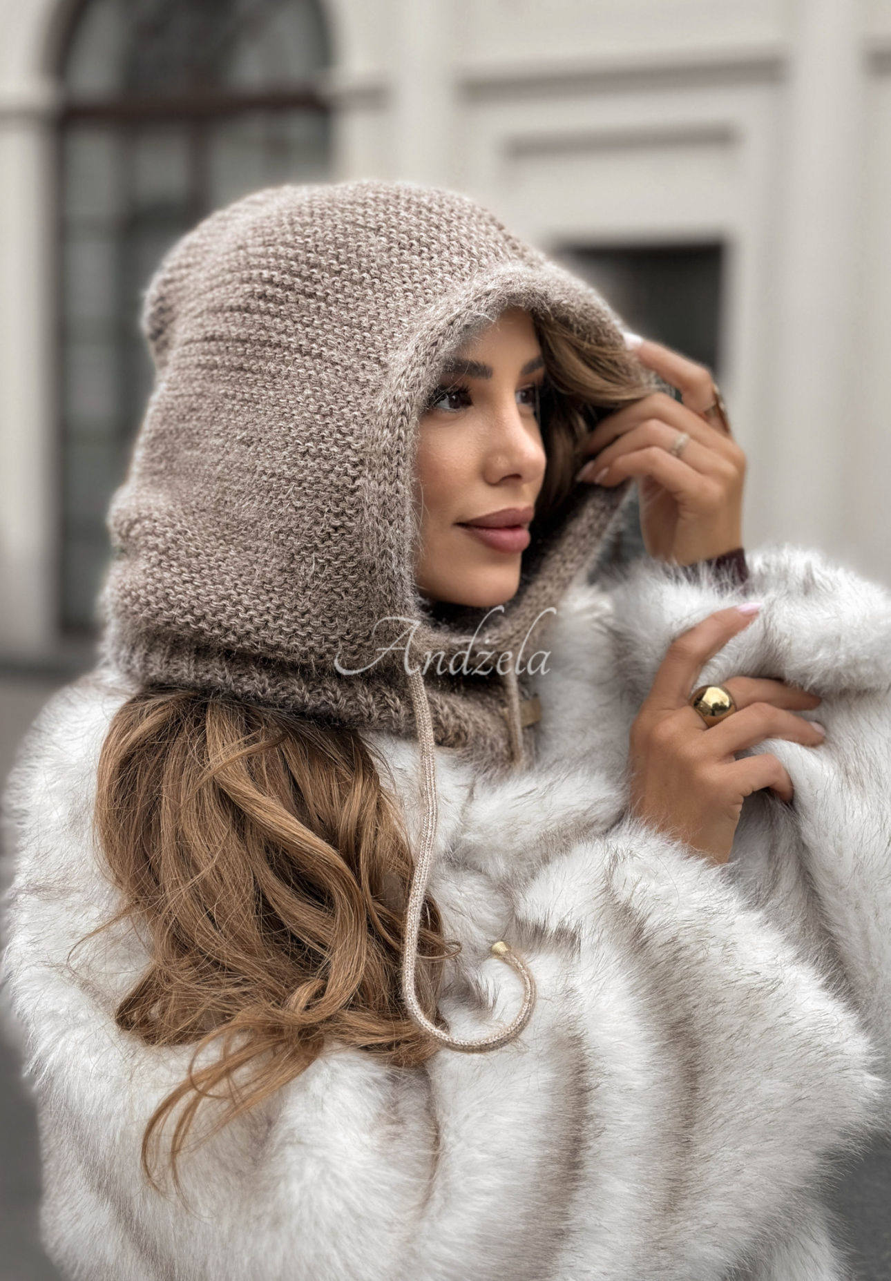 Komin z kapturem balaclava Winter Park mokka