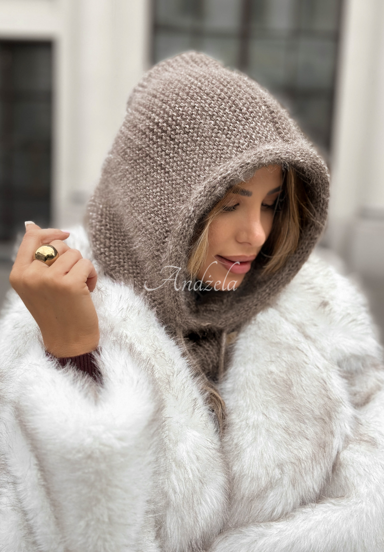 Winter Park mocha hooded balaclava chimney
